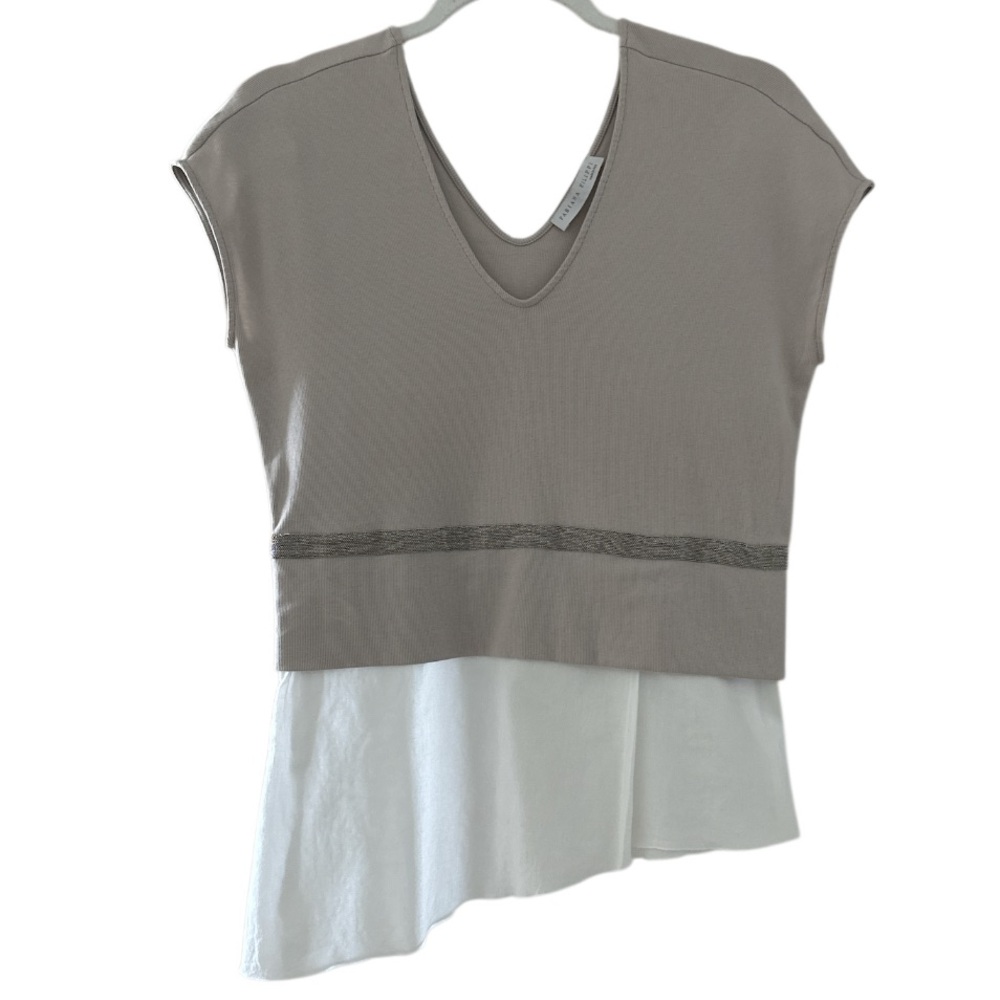 Fabiana Flippi Two-Tone V-Neck Asymmetric Women’s top
